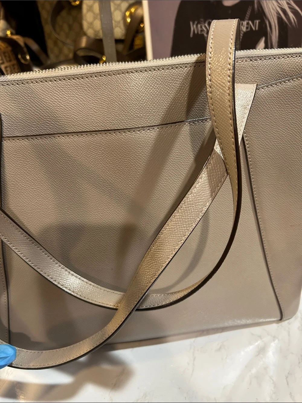 Michael Kors Light Grey Saffiano Leather Tote - Picture 5 of 6